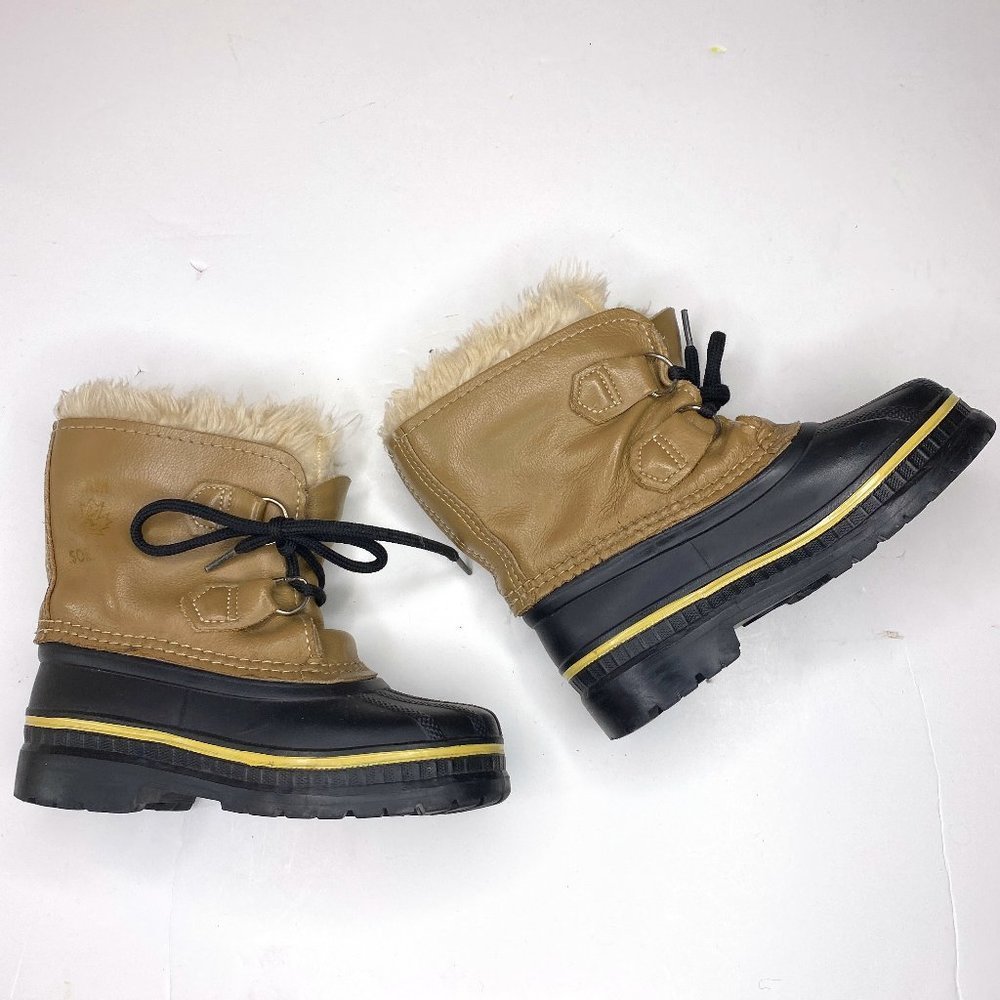 Sorel Ram girl's size 12 winter waterproof boots with liner in light brown/black